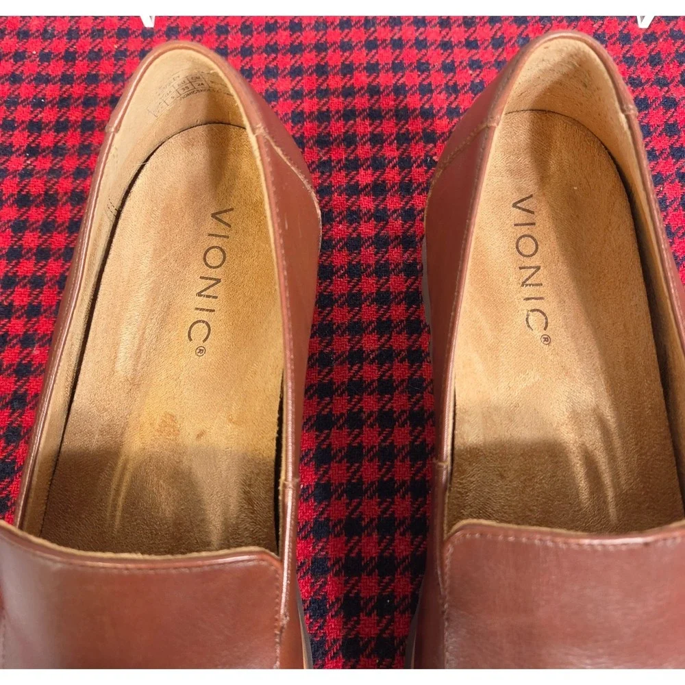 Vionic Kensley Women's Loafers 7.5 BrownLeather Slip On Orthotic Shoes w/inserts